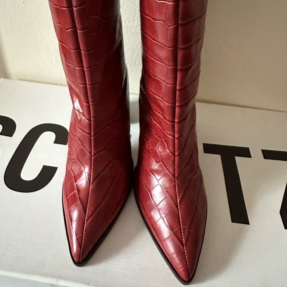 SCHUTZ Cherry Red Leather Boots